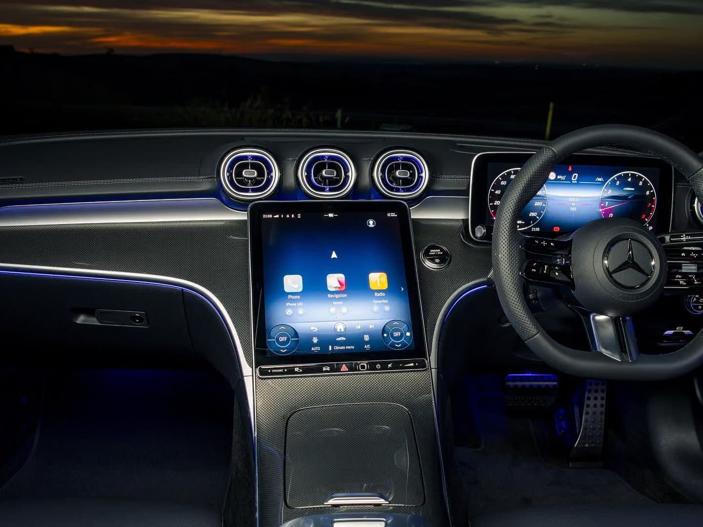 Centre console and gloss trim of a modern vehicle interior