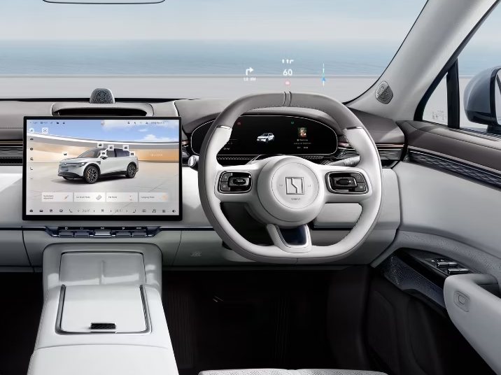 Large portrait touchscreen display in a vehicle cabin